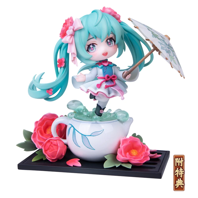 Pre-Sale Vocaloid Hatsune Miku Flower Weaving Rain Run Q Version Figure Model with Bonus Anime Figure Cartoon Model Toy Ornament