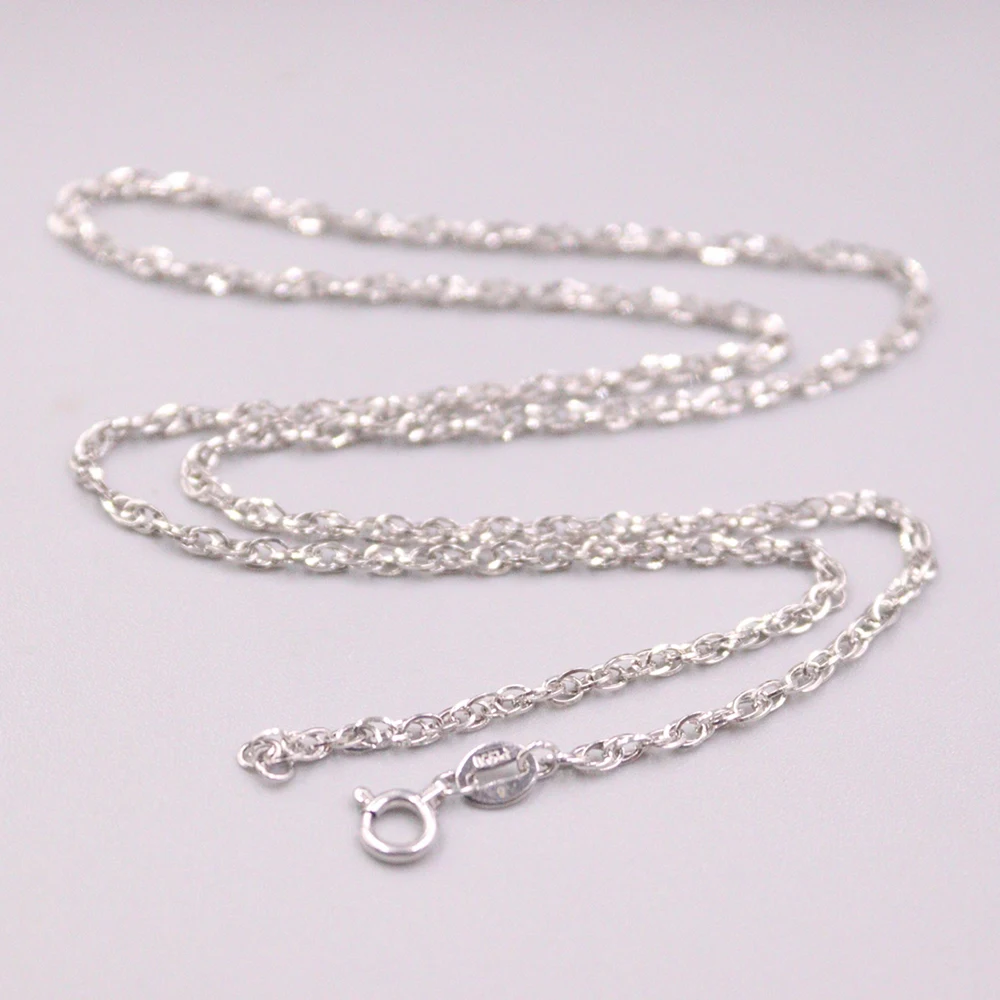 

Solid Real Platinum Necklace Woman Lucky 2mmW Hollow Singapore Chain Link Necklace 17.3"L