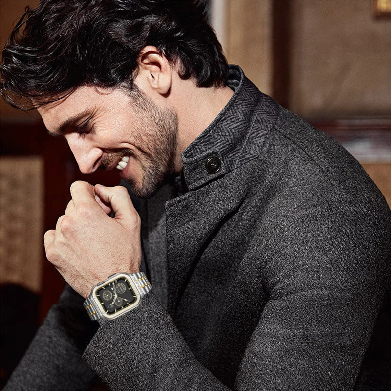 Luxury Metal Strap+Case For Apple Watch Ultra 49mm 316L Stainless Steel iWatch 4 5 SE 6 7 8 Series 45/44mm Band Protective Case