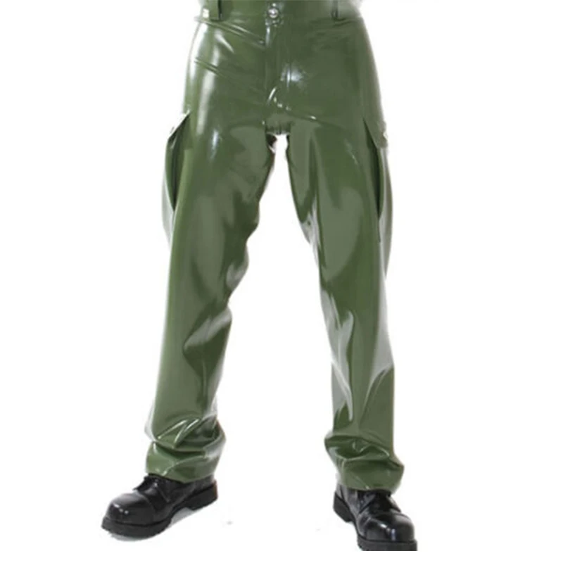 Купи Latex Gummi Pants Army Green Rubber Men's Side Pocket Front Customized 0.4mm Cosplay Costumes за 3,839 рублей в магазине AliExpress