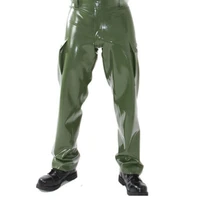 latex gummi pants army green rubber mens side pocket front customized 0 4mm cosplay costumes
