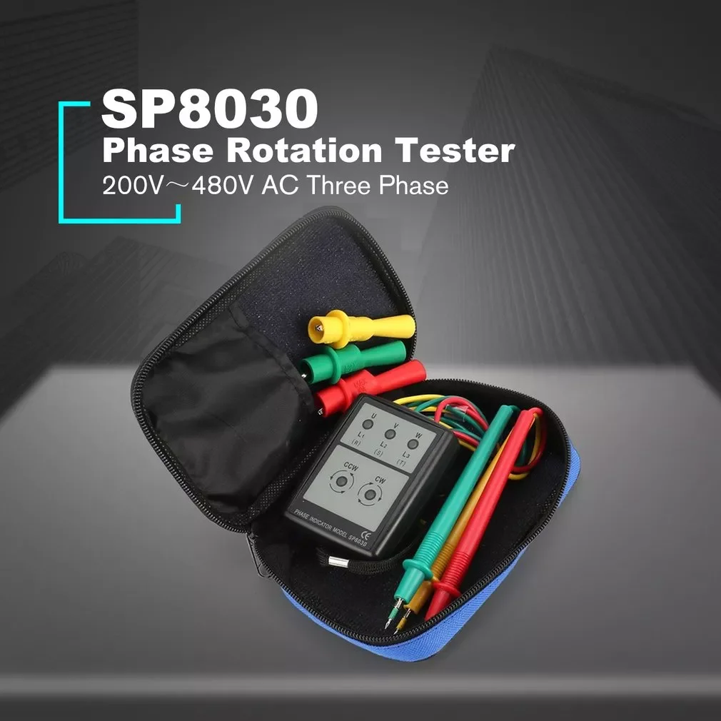 Тестер SP8030 с 3-фазным вращением цифровой индикатор фазы светодиодный зуммер