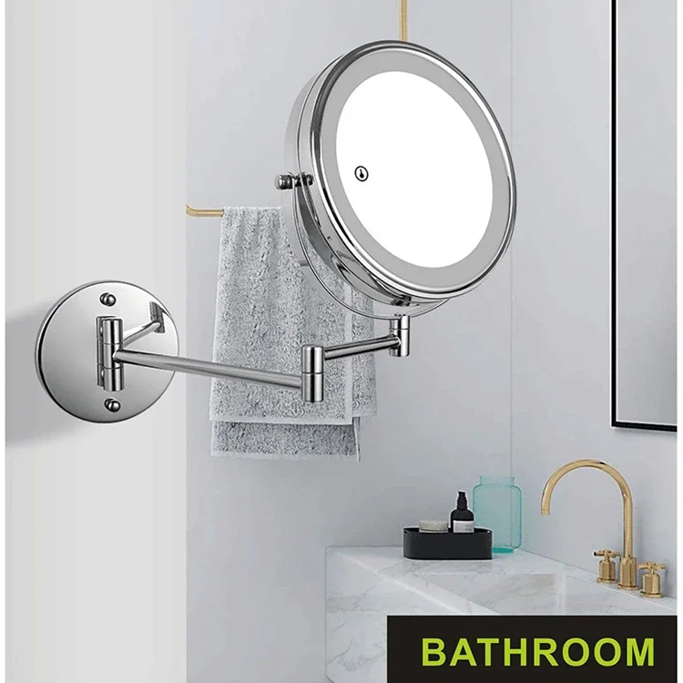 Складные 8-дюймовые круглые зеркала для макияжа с двойной подсветкой и