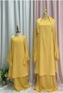 Мусульманское женское и детское платье-хиджаб для девочек комплект с капюшоном