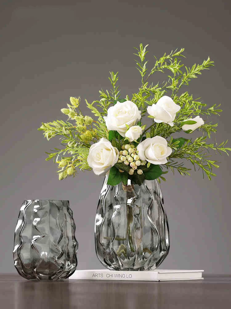 

Glass Flower Vase Decoration Transparent Ornament Tabletop Hydroponic Vases Home Living Room Decor Plant Pot Ваза Для Цветов