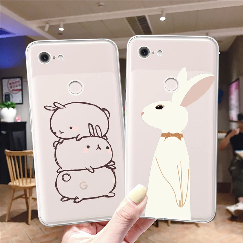 

Cartoon Cute Rabbit Phone Case Coque for Google Pixel 5 4 4a 3 3a 2 XL Soft TPU Silicone Back Cover For Pixel 4XL 5 XL 3XL Funda