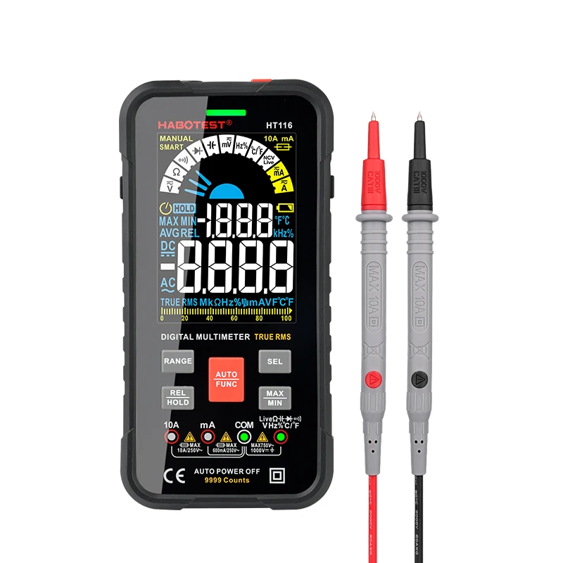 

Цифровой мультиметр HABOTEST HT116, 10000 отсчетов, с цветным дисплеем