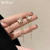 mihan 925 silver needle women jewelry butterfly earrings popular design sweet temperament tassel drop earring for girl lady gift