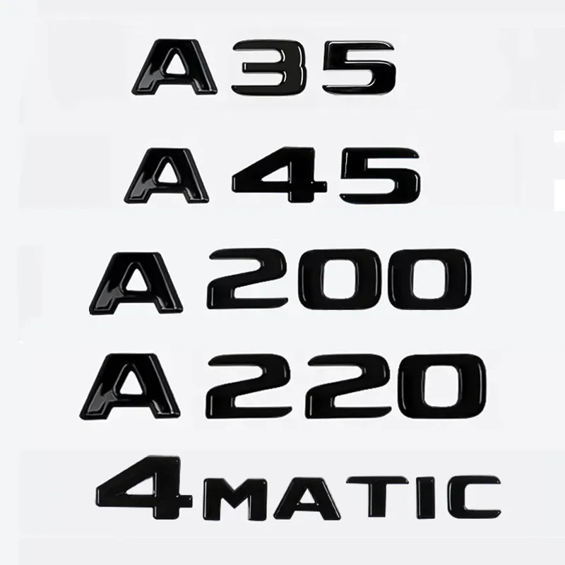 

Car Trunk Letters Logo Chrome Badge Emblem Decals Sticker For Mercedes Benz A Class A35 A45 A200 A220 A250 4Matic W169 W176 W177