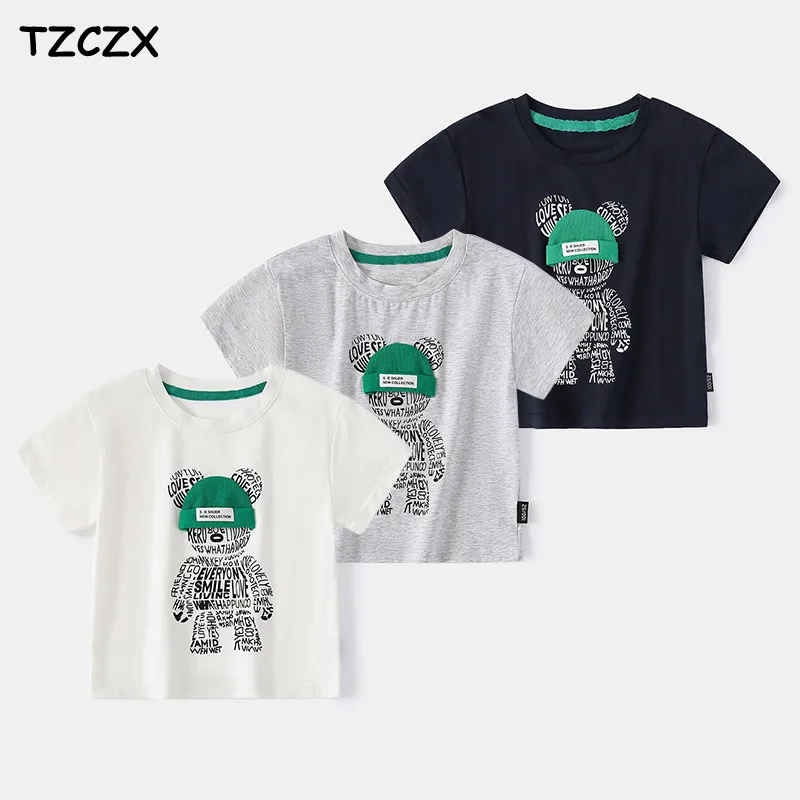 

Новинка 2022, летние детские футболки, модный дизайн, мультяшный стиль, хлопковые футболки с коротким рукавом для мальчиков, детские летние то...
