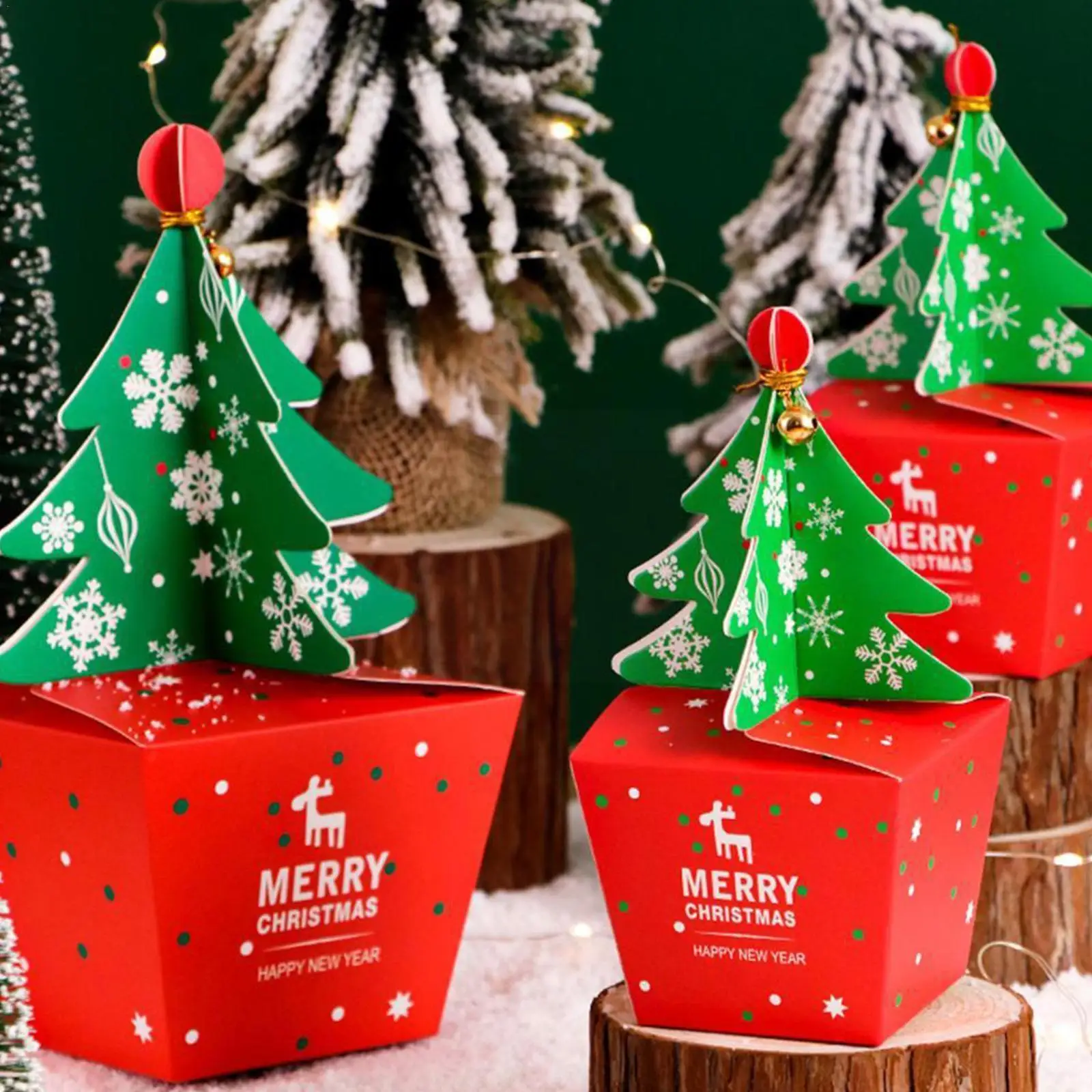 

10pcs Christmas Party Bags Sweets Apples Box Gift Boxes Favour Candy Xmas F4l1