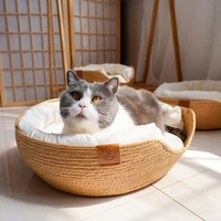 dogs cat warm round sleeping basket sweet cat bed cozy kitten lounger cushion detachable 2 en 1 cats beds washable pet cave