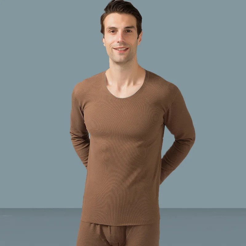 Winter Mens Non-marking Thermal Underwear Set Man Skin-friendly Comfortable Thermo Clothing Quick-heating Long Johns With Wool