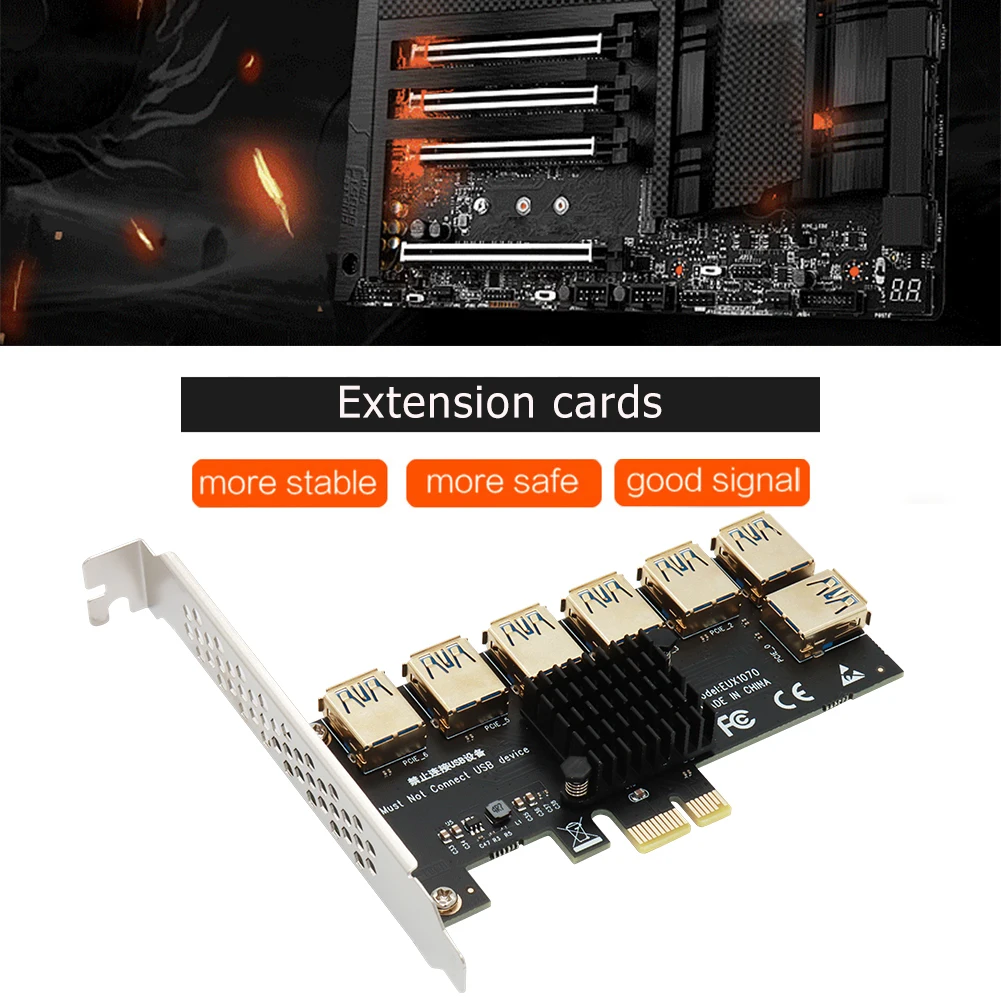 PCI-E переходная карта 1-7 PCI Express множитель PCIE от 1 до 4 портов USB переходник радиатор