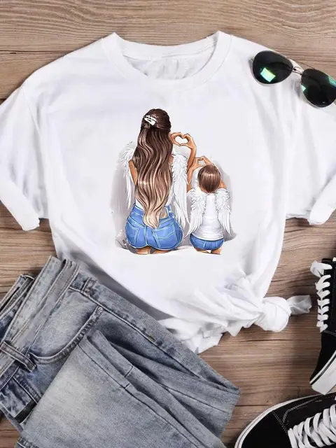 Son Love Sweet Love Mom Mama Short Sleeve T Shirt Graphic Tee Women Clothing Female Top Fashion Print Tshirts Summer T-Shirt 3