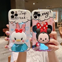 disney daisy and minnie with stand phone cases for iphone 12 11 pro max xr xs max x back cover