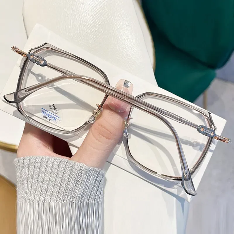 Ультралегкие голубые очки с блокировкой простые в стиле ретро зеленой оправой