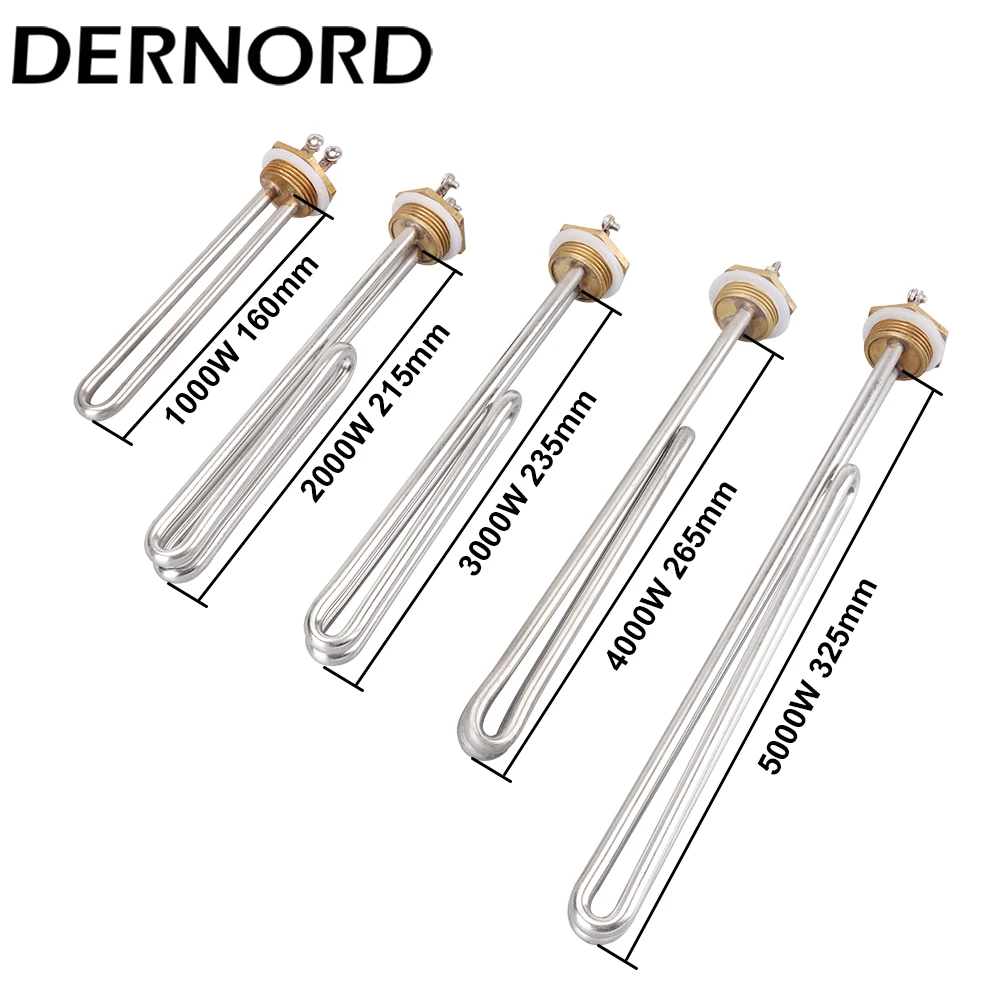 

DERNORD 220V Immersion Water Heater Brass Flange 1"BSP Electrical Fold Back Heater Heating Element 1kw 2kw 3kw 4kw 5kw