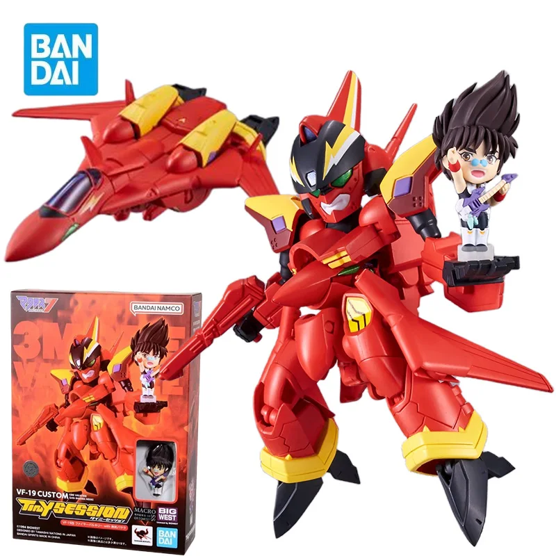 Фото BANDAI TINY SESSION VF-19 Custom Nekki Basara-Fire Valkyrie Фигурки Супер Размер Фортечи Макросс Аниме Модель Комплект №1