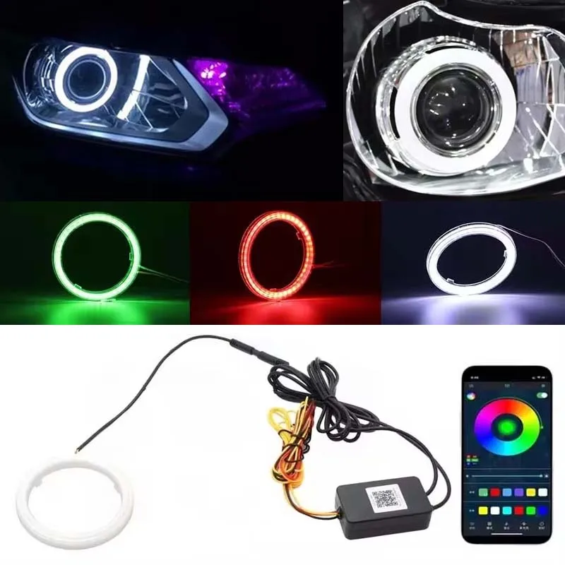 1 шт. Светодиодные кольца ореола Глаза ангела RGB ДХО Фара Светящийся мотоцикл
