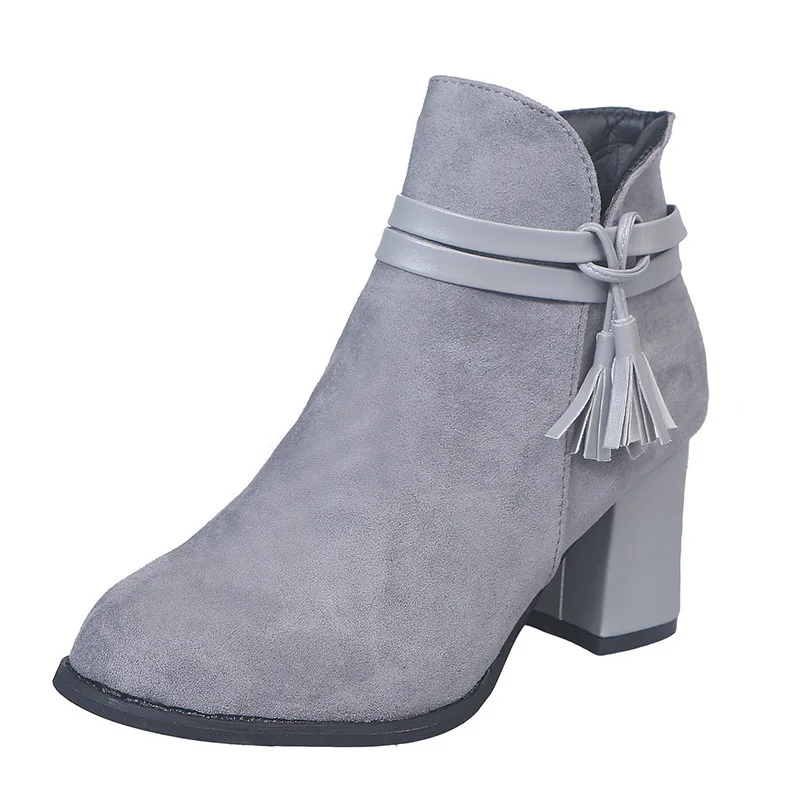

Ankle Boots Women's Winter Shoes Women's Fashion Suede Buckle Boots High Heels Women's Shoes Warm Zipper Ankle Boots Women