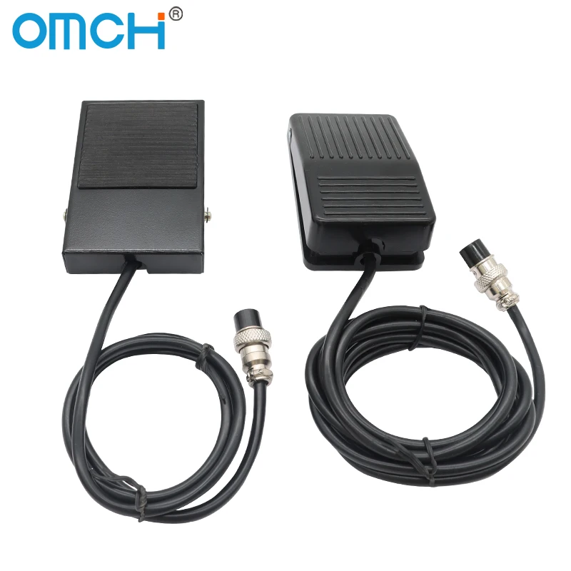 Фото Ножной переключатель OMCH TFS-1/FS-1 с кабелем 1 м/2 м, 2/3-полюсная вилка, 250 В переменного тока, 10 А, 1 NO 1 NC SPDT, переключатели управления машиной, серебряные контакты №3