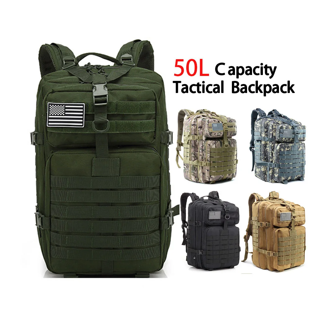 

Men‘s Large Capacity Tactical Backpack 50L Army Military 3P Softback Outdoor Waterproof Bug Rucksack Hiking Camping Hunting Bag