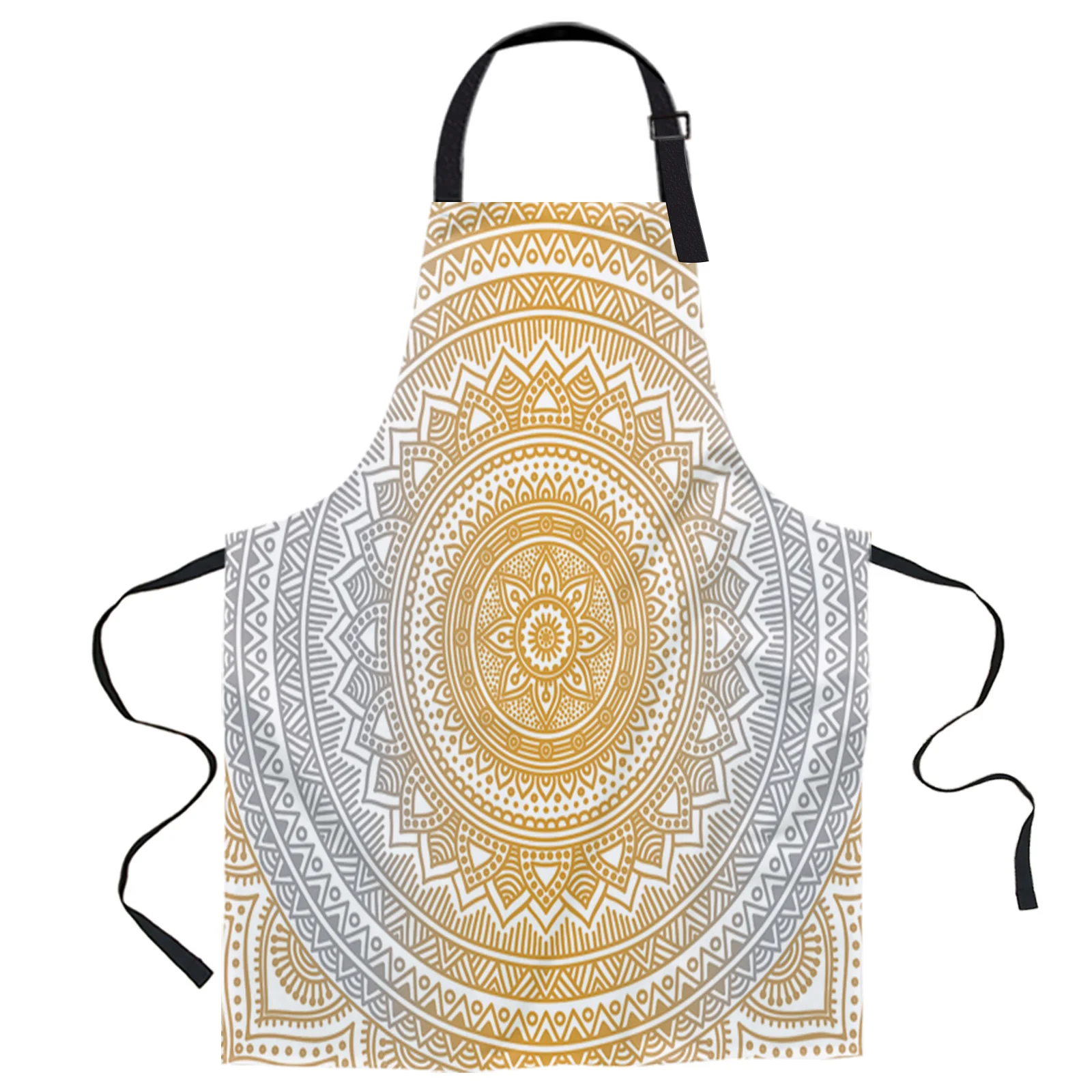 

Flower Mandala Gradient Art Design Adjustable Canvas Kitchen Coffee Apron Ladies Couple Cooking Dining