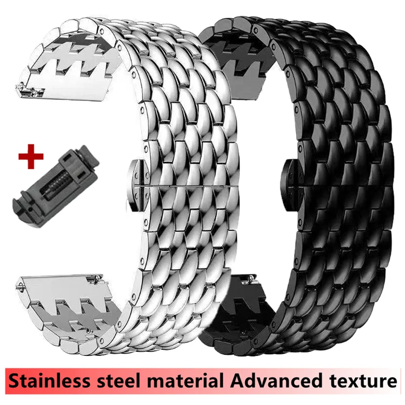 Stainless Steel Bands 20MM 22MM Strap For Samsung Galaxy Watch4 46 42MM watch 5 40/44 Gear S2/3 For Huawei GT3p 46 43mm Bracelet