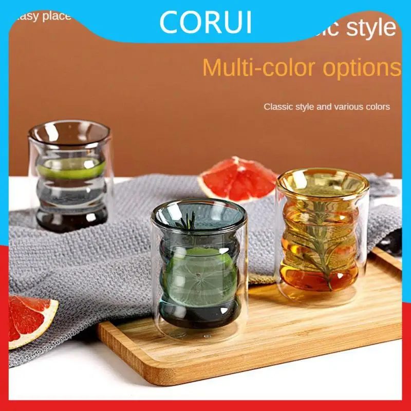 

Double Layered Glass Suitable For All Seasons Spiral Glass Cup The Circular Cup Has A Transparent Texture Double Coffee Glass