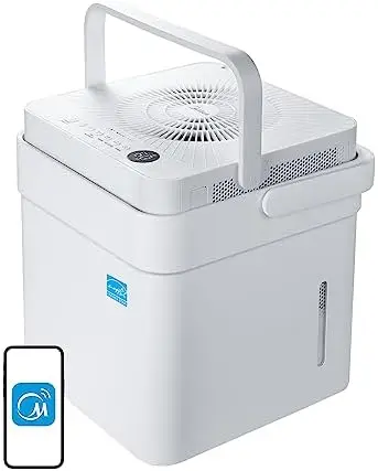 

Cube 20 Pint Dehumidifier for Basement and Rooms at Home for up to 1,500 Sq. Ft., Smart Control, Works with Alexa (White), Drain