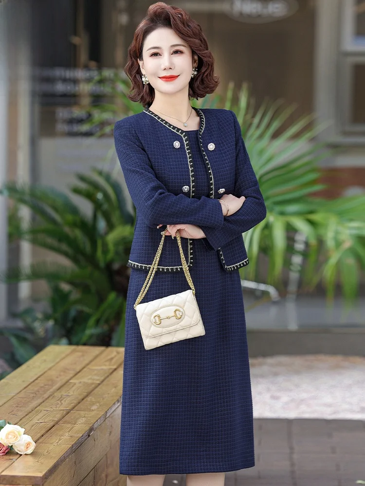 Женское платье среднего возраста весна 2024 новый модный костюм из двух предметов