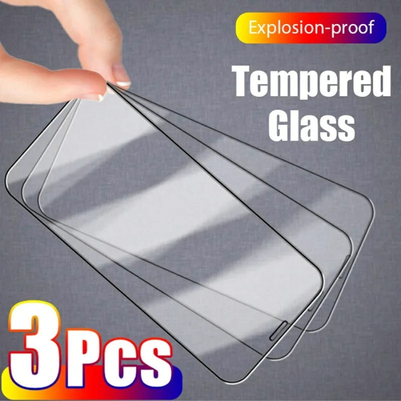 

3Pcs Protective Glass For iPhone 11 Pro Max 12 13 Pro Mini 15 Plus Screen Protector For iPhone 14 Pro XR Xs Max 7 8 Plus Glass