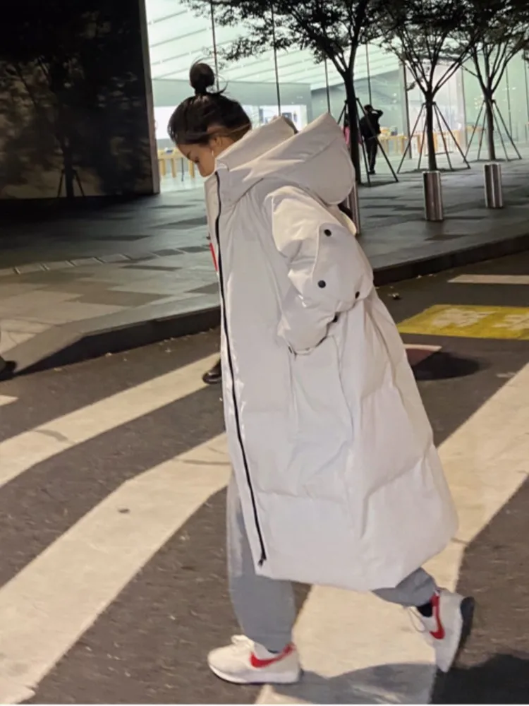 Women's Winter Long Cotton-Padded Jacket Female Warm Hooded Parka Fashion Tooling Bread Coat Loose Casual Outwear 2022