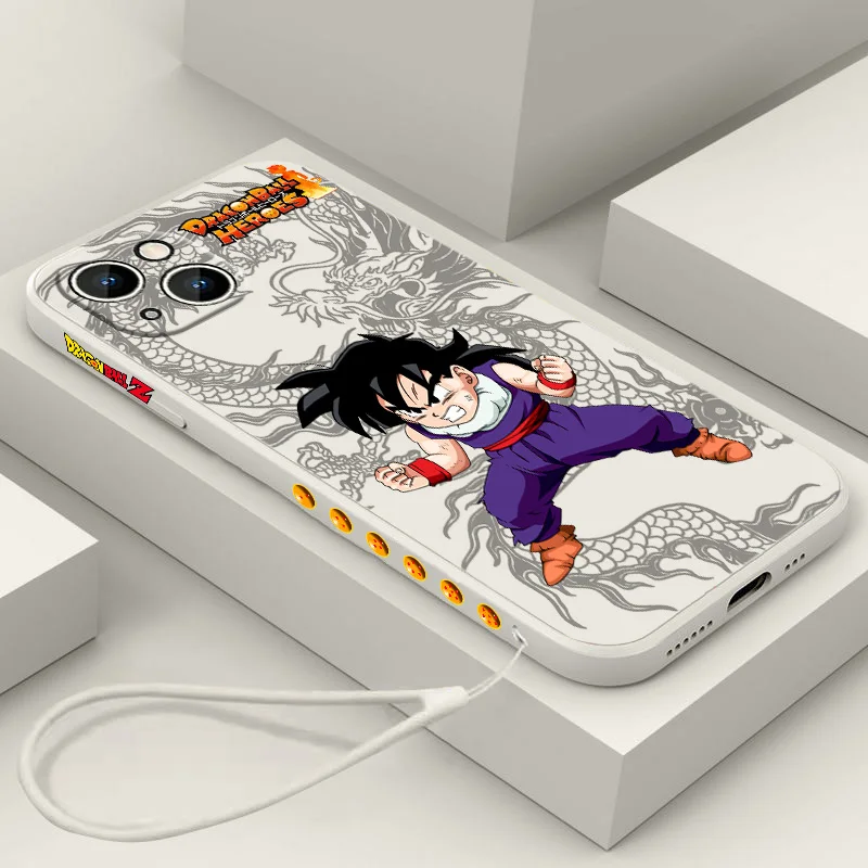 

Dragon Ball Goku For Apple iPhone 13 12 11 Pro Max mini XS XR X 8 7 6S 6 Plus Liquid Left Rope Phone Case Capa Cover