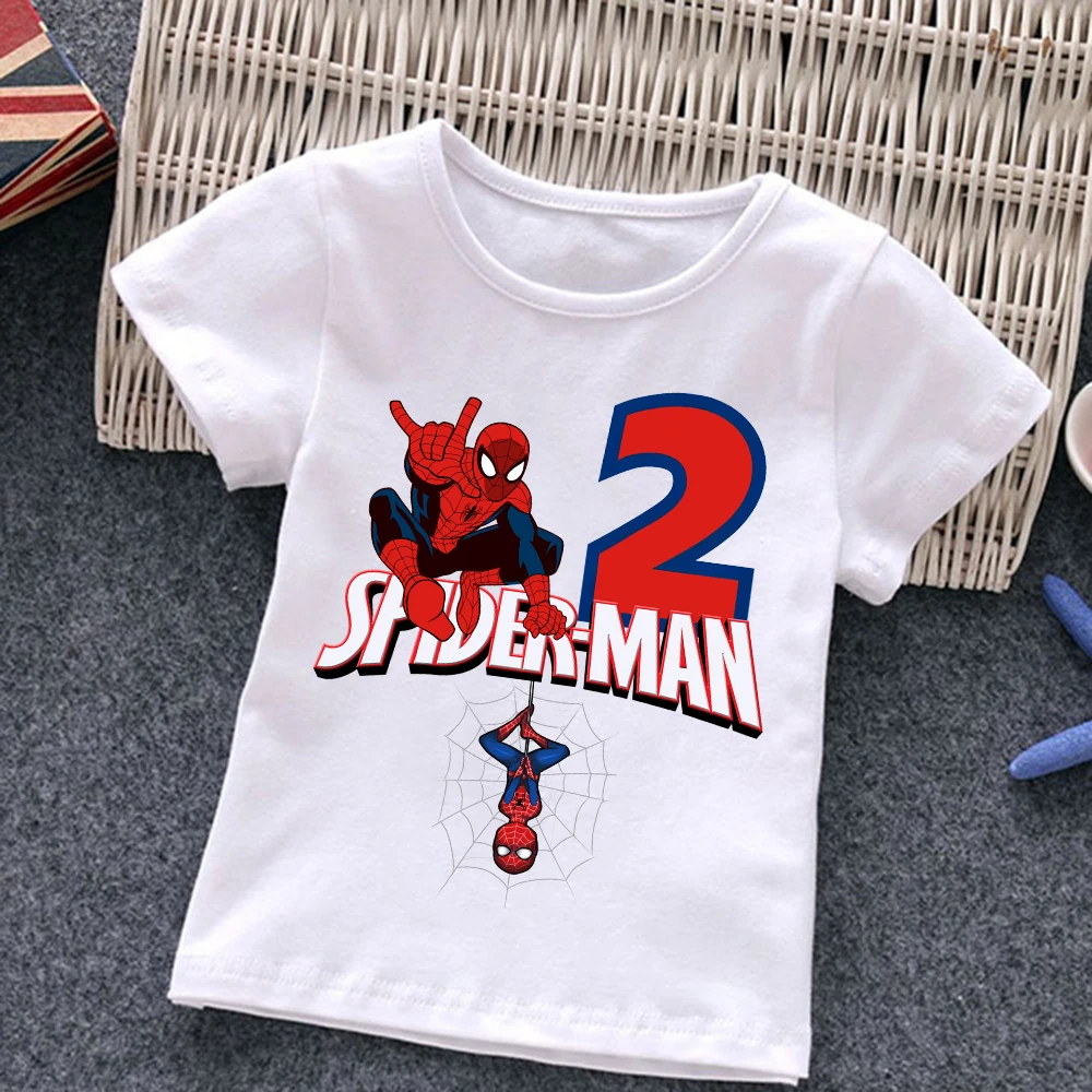 Детские футболки Человек-паук номер на день рождения 1-10 мраморная футболка