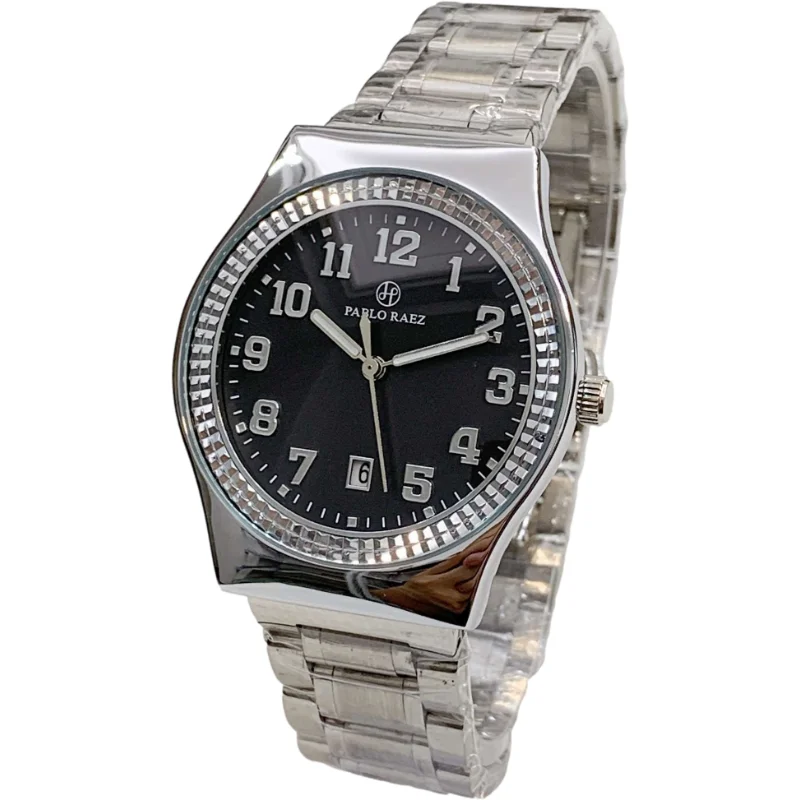 PABLO RAEZ Top Luxury Couple Watch Silver Metal Clock Number Date Steel Butterfly Lock Man Women Wristwatch Waterproof Best Gift