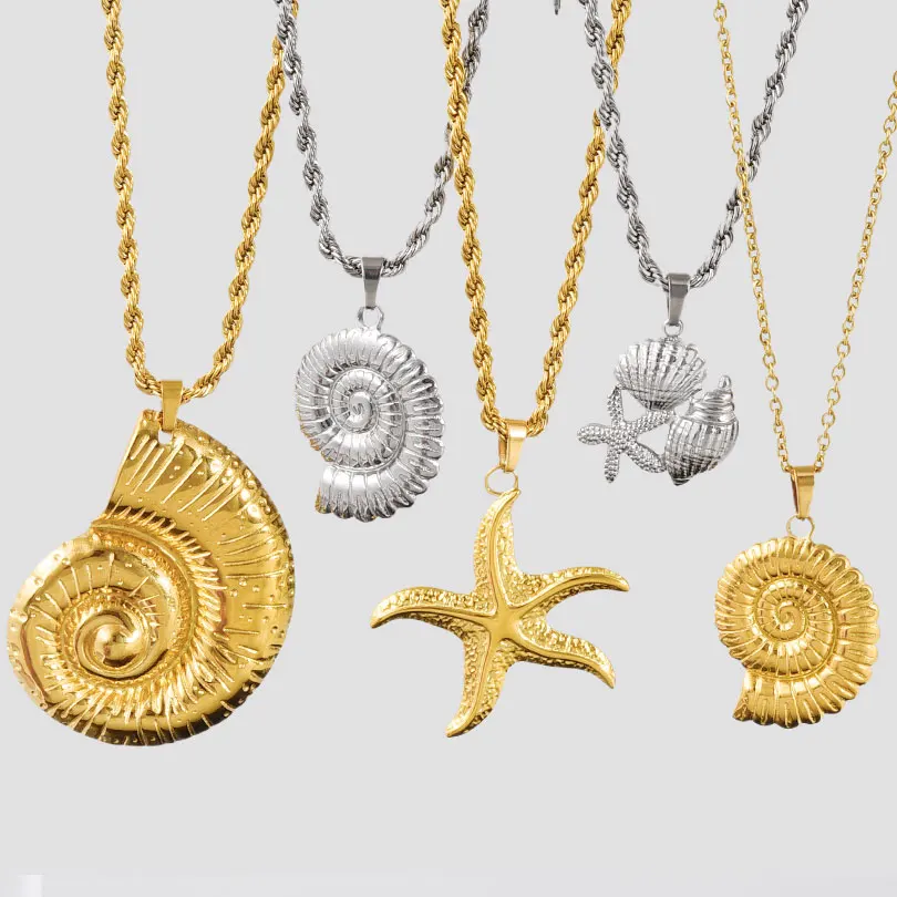 1 шт. летние океанские массивные раковины из нержавеющей стали кулон в виде