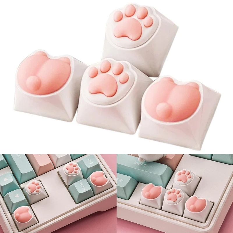 

4pcs Cat Paw Keycap,Squishy Paw Keycap for Mechanical Keyboards P9JB
