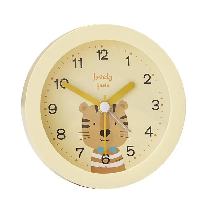 For Kids Silent Sweep Seconds Alarm Clock For Kids Cartoon Non Ticking Clock Night Light Travel Clock