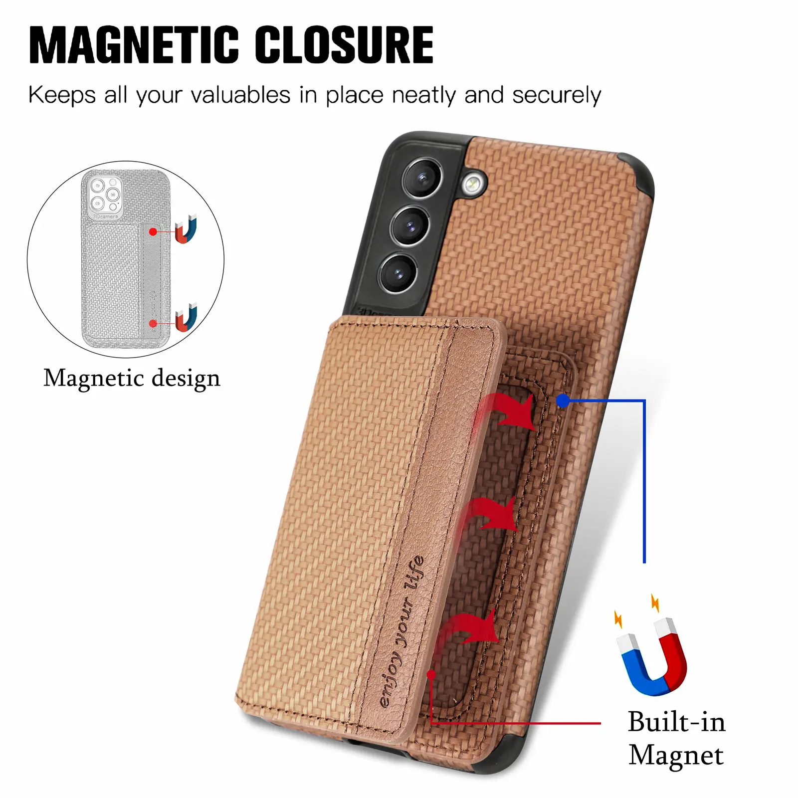 Magnetic Wallet Leather Case For Samsung Galaxy S23 Ultra S22 S21 Plus A14 A54 A52 A34 A72 A33 A53 Note20 Card Slot Holder Cover