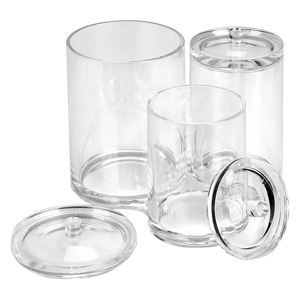 

3 Sections Cosmetic Storage Organizer Acrylic Makeup Brush Container Cotton Swab Holder Lipstick Eyebrow Pencil Box