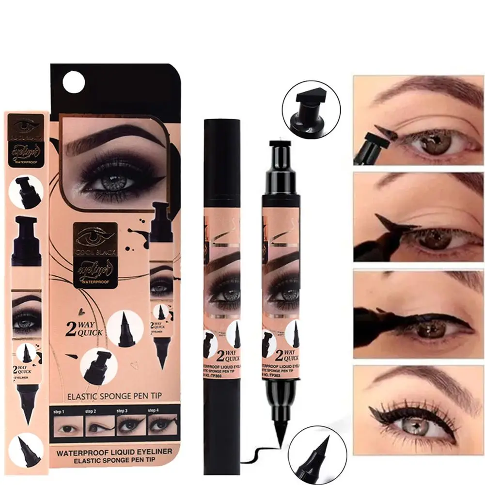 

Подводка для глаз карандаш штамп набор с двойной головкой дизайн водонепроницаемая защита от пятен долговечная подводка для глаз косметический набор для макияжа