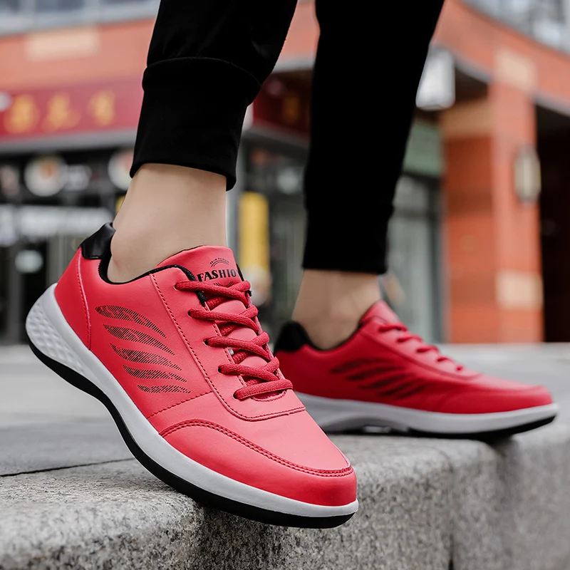 Leather Men Shoes Trend Casual Walking Shoe Man Breathable Waterproof Male Sneakers Non-slip Footwear