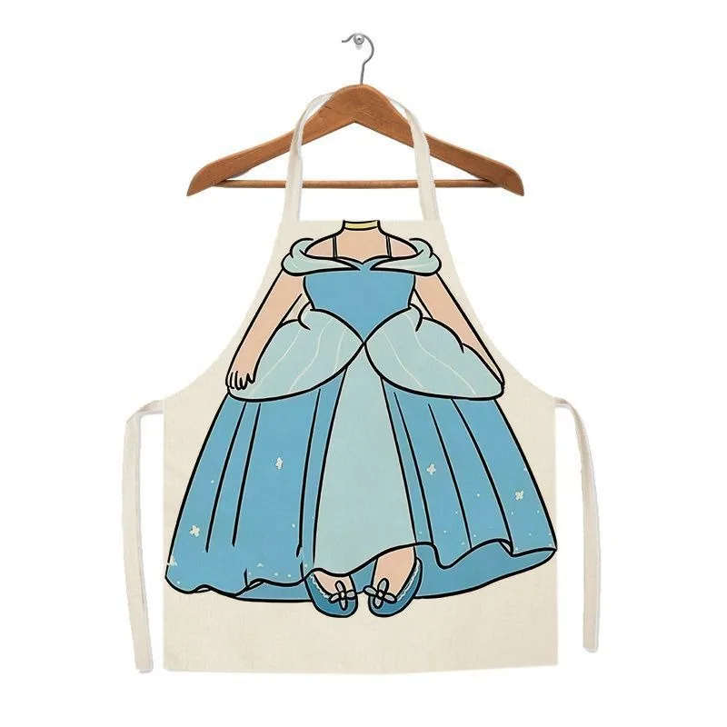Льняной фартук с рисунком принцессы