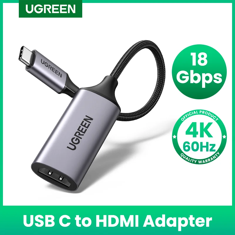 Адаптер UGREEN USB C-HDMI 4K/60 Гц для ТВ-приставки кабель HDMI MacBook Pro Macbook Air Pixelbook XPS Samsung Galaxy