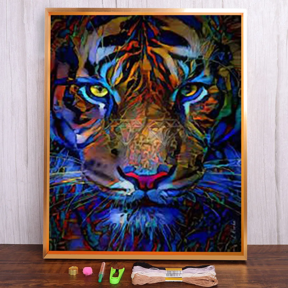 

Animals Cartoon Cat Tiger Owl Printed Canvas 11CT Cross-Stitch Patterns DIY Embroidery DMC Threads Handiwork Handmade Magic
