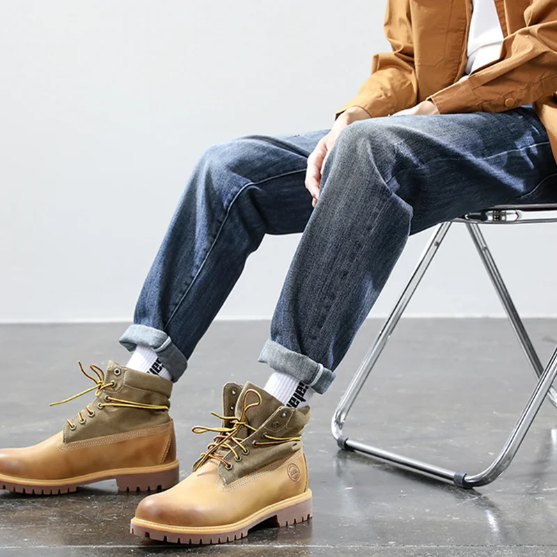 Streetwear Men 2022 New Style Pattern Large Jeans Loose Recreational Straight Cylinder Blue Temperament Trousers Autumn Female