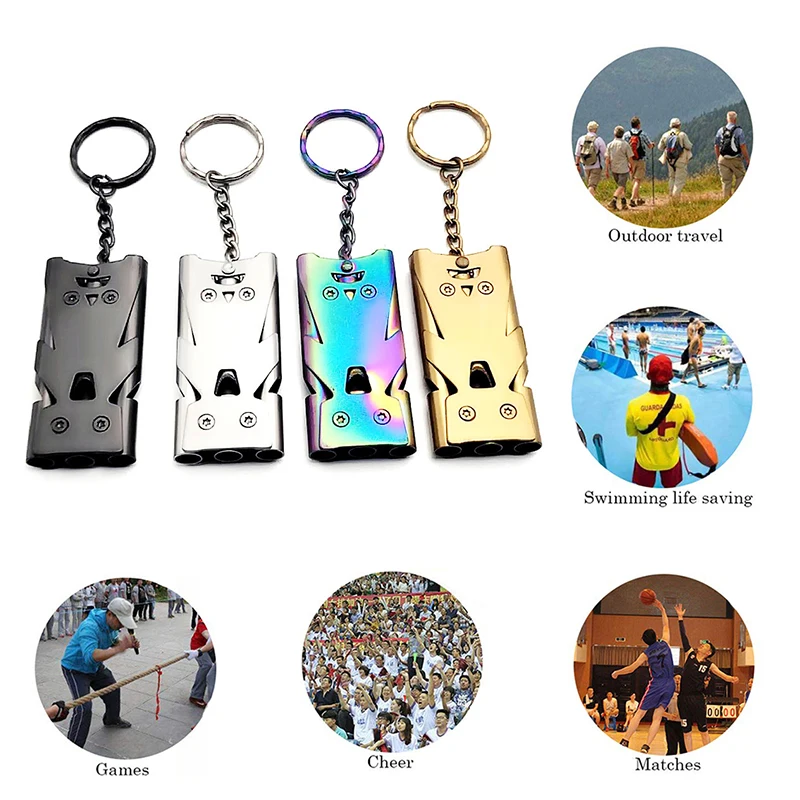 

1pc Portable Triple Pipe High Decibel Whistle Emergency SOS Whistle Keychain EDC Tool Outdoor Survival And Cheerleading Whistle