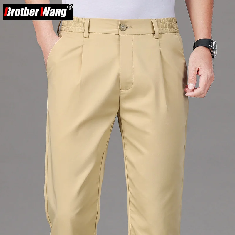 

2023 Spring Summer New Men's Straight Thin Khaki Casual Pants Classic Style High Quality Modal Cotton Business Trousers Male